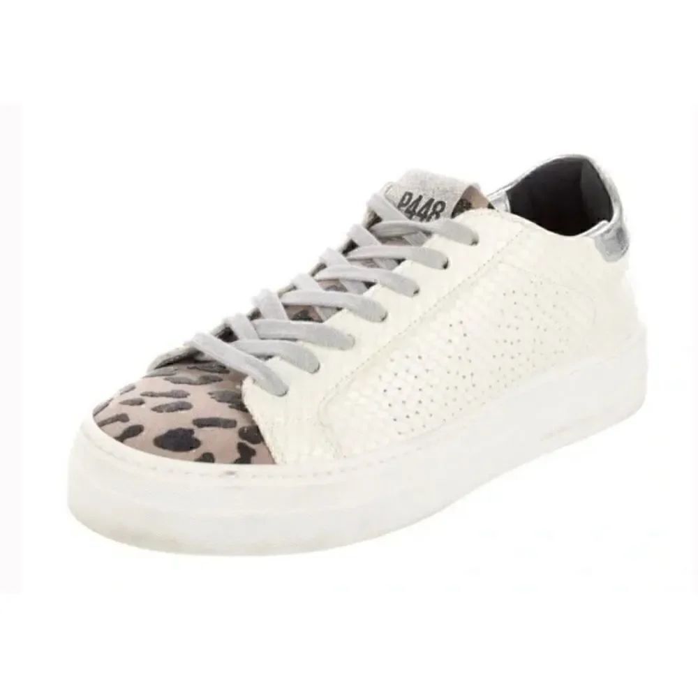 P448 Thea Python Roccia White Leather Platform Sneakers Size 35